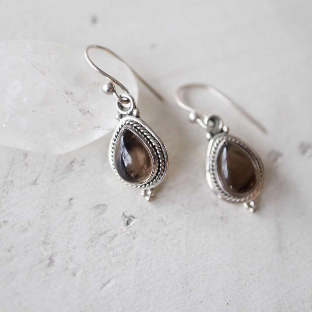Quartz fumé | boucles d'oreilles